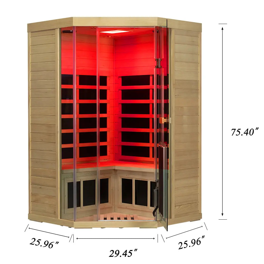 SH07 2-Person Corner Hemlock Infrared Sauna